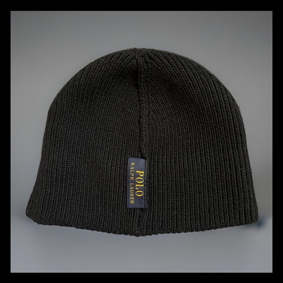 Polo Ralph Lauren French Bulldog Embroidered Rib-Knit Beanie / Polo Black / NWT - Picture 4 of 11